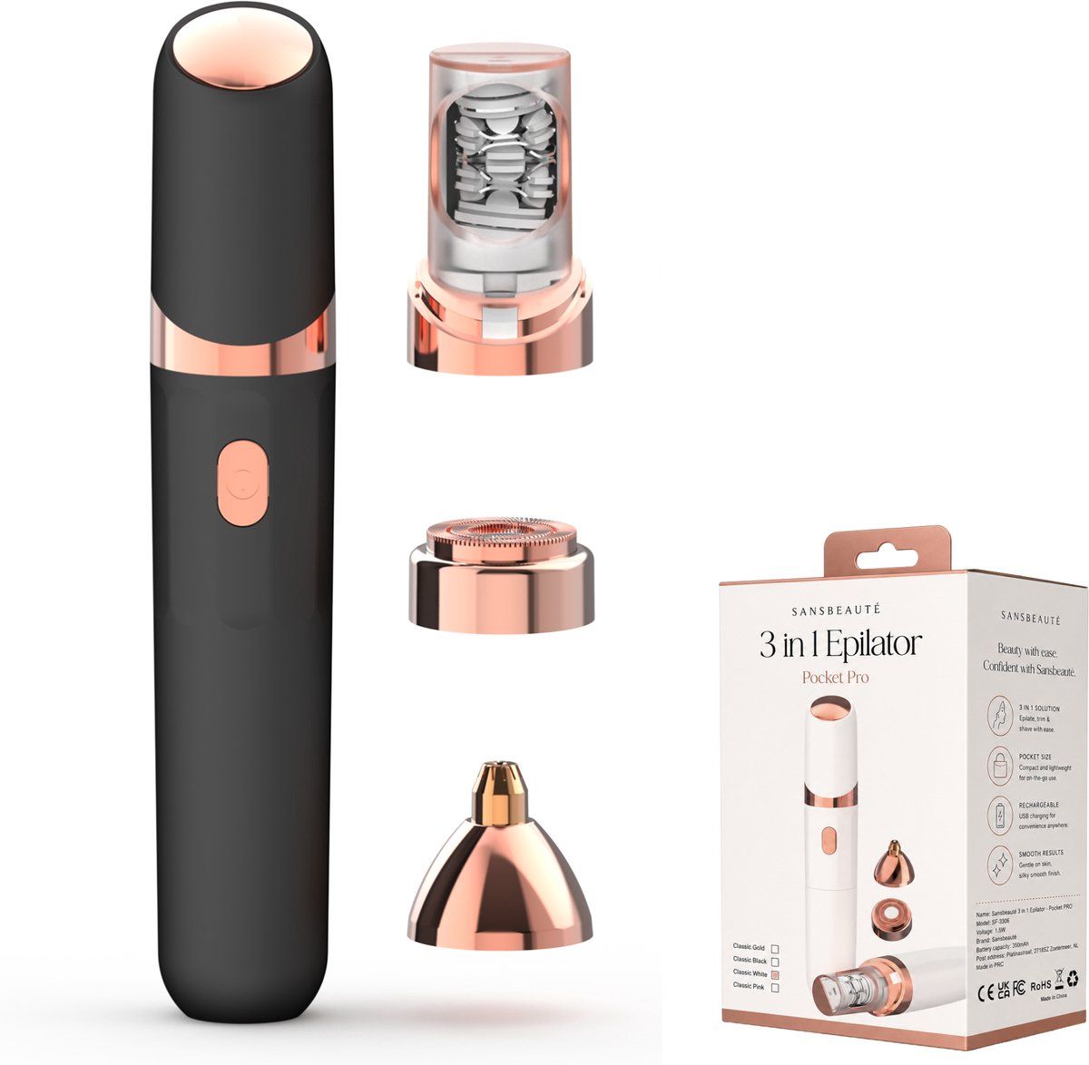Sansbeauté 3 in 1 Epilator - Zwart