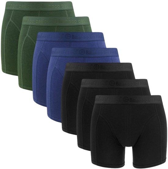 Bamboo Basics Heren Bamboe Boxershorts Rico (7-pack) - Navy, Army & Zwart Ton Sur Ton - Maat L