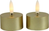 Countryfield LED theelichtjes/waxinelichtjes - 2x st - goud - D4 x H5,2 cm - met timer
