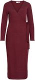 VILA VIRAFFI Midi jurk met V-hals en lange mouwen in Winetasting, maat XL