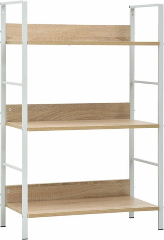 vidaXL Boekenkast - 3 schappen - 60x27,6x90,5 cm - bewerkt hout - eikenkleurig