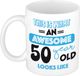 Bellatio Decorations Verjaardag cadeau mok 50 jaar - blauw - grappige tekst - 300 ml - Abraham