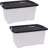 Storage Solutions Opbergdozen/organizers met deksel 4x stuks - kunststof - 13L