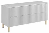 3xE living Armoire de salle de bain 120, Blanc, avec lavabo, pieds or, 120,7 x 44,4 x 64,9 cm