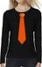 Bellatio Decorations Shoppartners Bv Stropdas oranje long sleeve t-shirt zwart voor dames - Zwart shirt met lange mouwen en stropdas bedrukking voor dames XXL