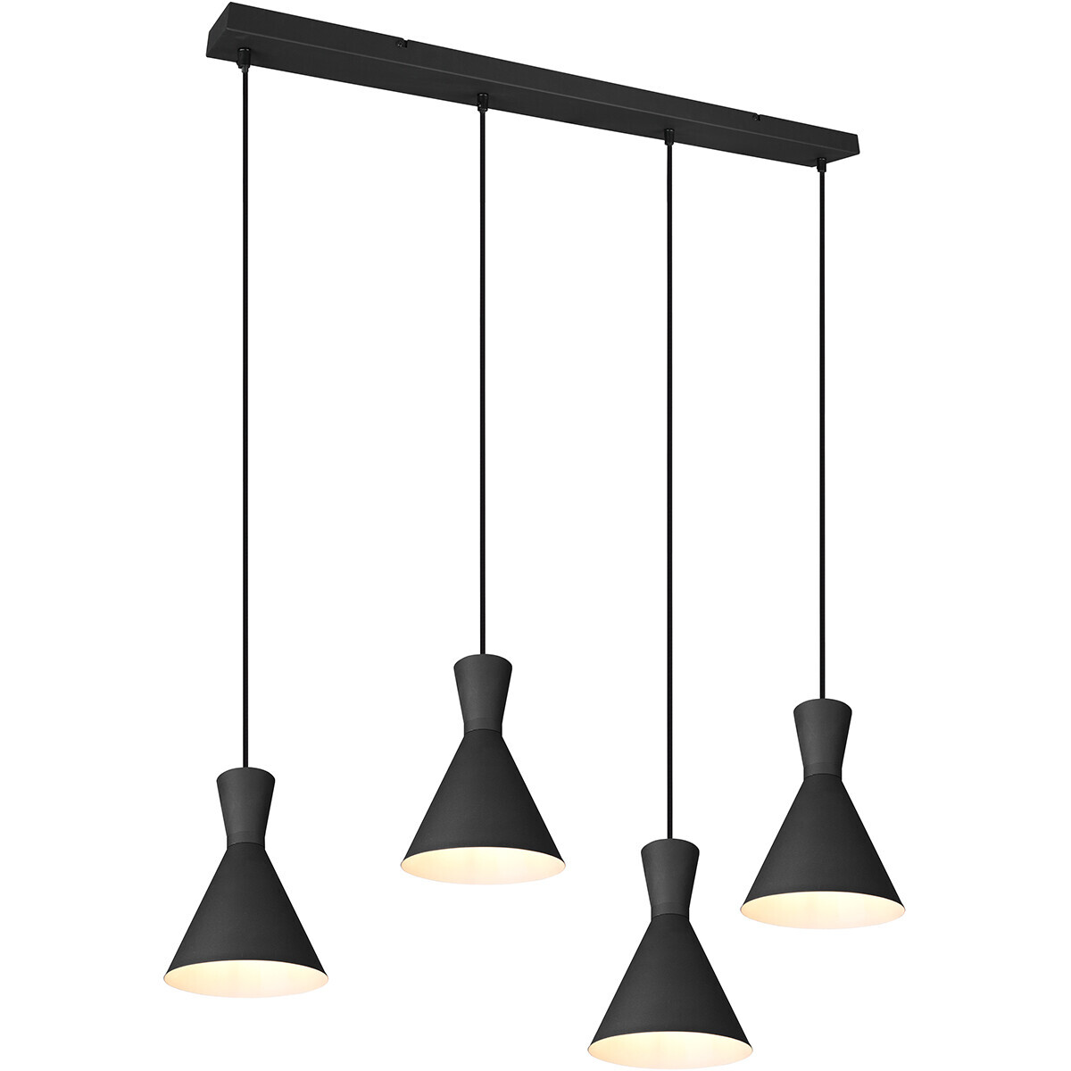 BES LED LED Hanglamp - Trion Ewomi - E27 Fitting - 4-lichts - Rechthoek - Mat Zwart - Aluminium
