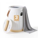VEVOR Handdoekwarmer voor badkamer, 20 liter, met led-display | Kleur wit, snel opwarmen, 4 instelbare timers, houten handvat, automatische uitschakeling, voor handdoeken en badjassen