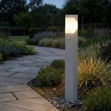 Lucande - Padverlichting, zuillampen - 1licht - Aluminium, polycarbonaat - H: 100 cm - E27 - lichtgrijs, opaalwit