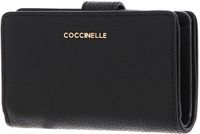 COCCINELLE Metallic Soft Mini Wallet Grained Leather Noir zwart