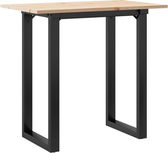 vidaXL Eettafel O-frame 80x50x75,5 cm massief grenenhout en staal
