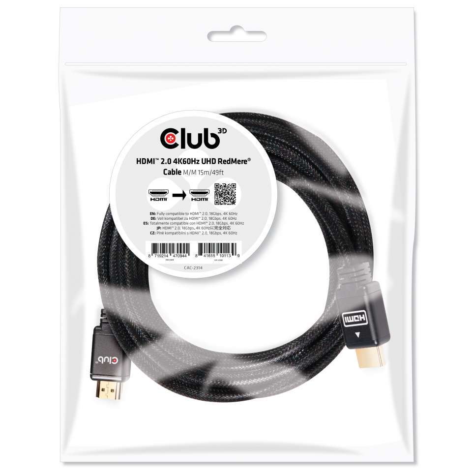 Club 3D HDMI 2.0 4K60Hz UHD RedMere Kabel 15 meter