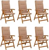 vidaXL Ligstoelen voor Tuin 6 st Naturel Massief Acacia Hout