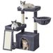 Feandrea Krabpaal, Kattenboom met Sisal Krabplank, 50 x 40 x 90 cm | Kattenhuis, Hangmat en 2 Pluche Kattenmanden, voor Kittens en Oudere Katten, Donkergrijs, CLAWFY Collectie PCT013GS01