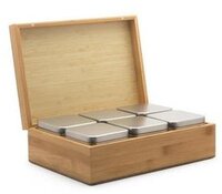 Bredemeijer Theedoos - Bamboe met 6 blikjes - Bruin