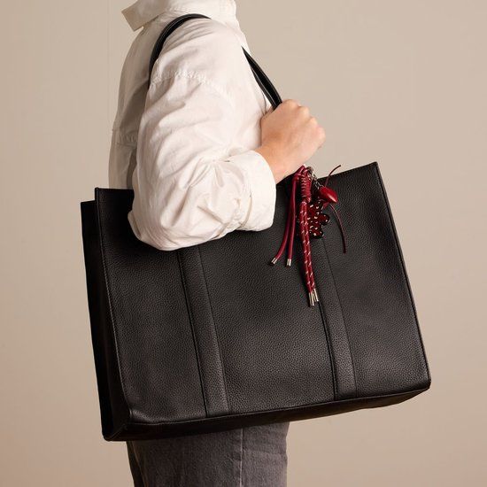 Manfield - 18 inch zwarte leren shopper