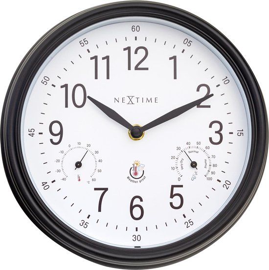NeXtime Jasmine Weerstation - Wandklok - 23.5 cm - Wit