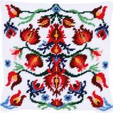 Vervaco Folklore wit II, borduurwerk voorgetekend gobelin kussen borduurverpakking, vooraangeduid, katoen, meerkleurig, 40 x 40 x 0,3 cm