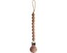 Mushie Speenkoord EVA - Pale Taupe / Hout (look) - 100% siliconen kralen