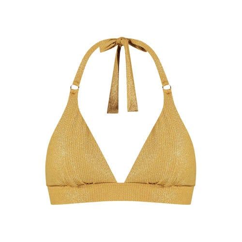 Cyell voorgevormde triangel bikinitop Golden Hour met lurex goud