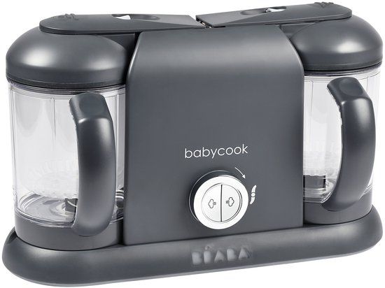 Béaba Babycook Duo - 4-in-1 Stoomkoker en Babyvoeding Bereider - Twee Grote Kommen - Grijs
