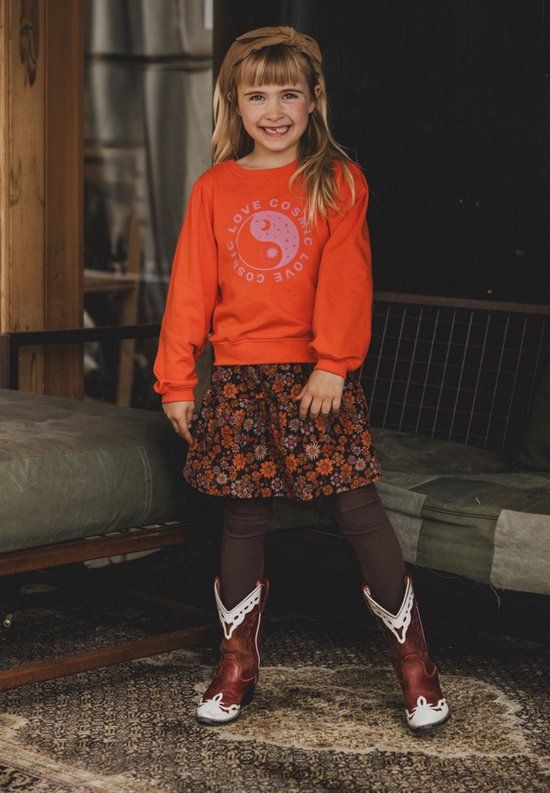 LOOXS Little Meisjes Rok - Maat 128 - Oranje dessin - 100% polyester