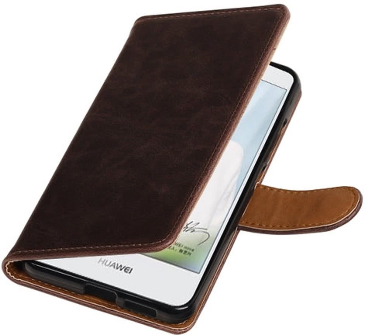 Best Cases .nl Mocca Pull-Up PU booktype wallet cover hoesje voor Huawei Nova Plus