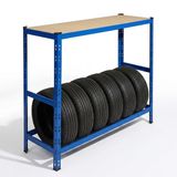 Relaxdays Bandenrek - voor 6 banden - 110 x 120 x 40 cm - blauw