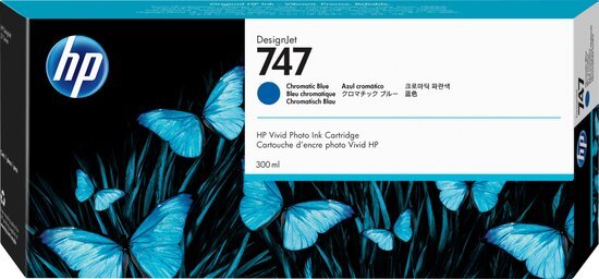 HP 747 chromatisch blauwe DesignJet inktcartridge, 300 ml single pack