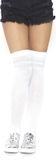 Leg Avenue Ribbed Athletic Thigh Highs - White/Silver