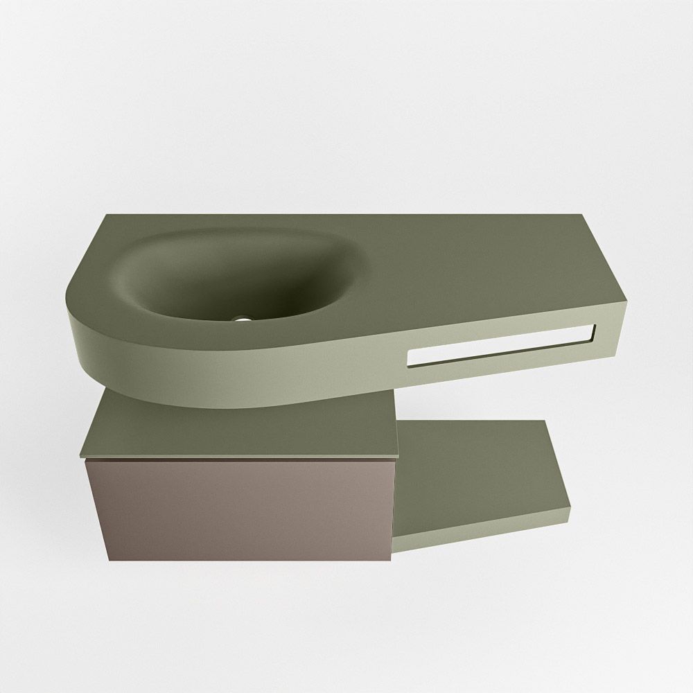 Mondiaz Riva Dulcet badkamermeubel links 100cm Army Smoke