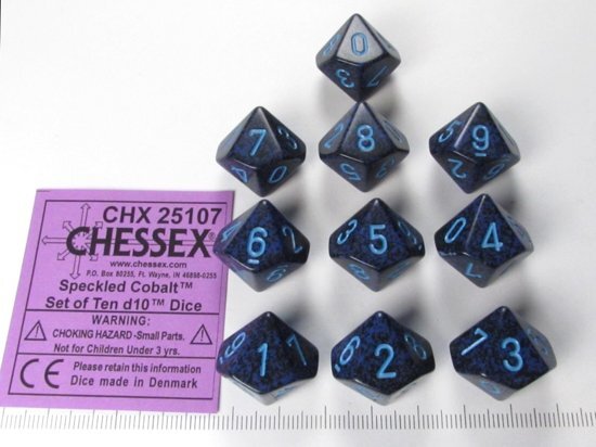 Chessex dobbelstenen set 10 10-zijdig Speckled Cobalt