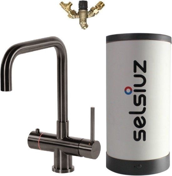 Selsiuz kranen Selsiuz Haaks Gun Metal Zwart met Combi (Extra) boiler - 350244