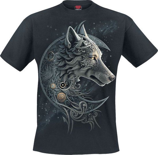 Spiral Celtic Wolf Heren T-shirt - Zwart - XL
