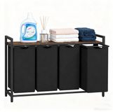 Merkloos Relaxdays Wasmand - zwart en bruin - 116x72x33 cm - opvouwbaar