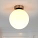Lindby Plafondlamp badkamer - 1 licht - Glas, metaal - H: 22.5 cm - E27 - wit, mat nikkel