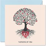 Sympathy Cards Cards - Thinking of You Love Tree - Condoleances Card, rouwkaarten voor volwassenen, sorry voor je verlies, 145 mm x 145 mm Sympathie Wenskaarten voor vrienden familie