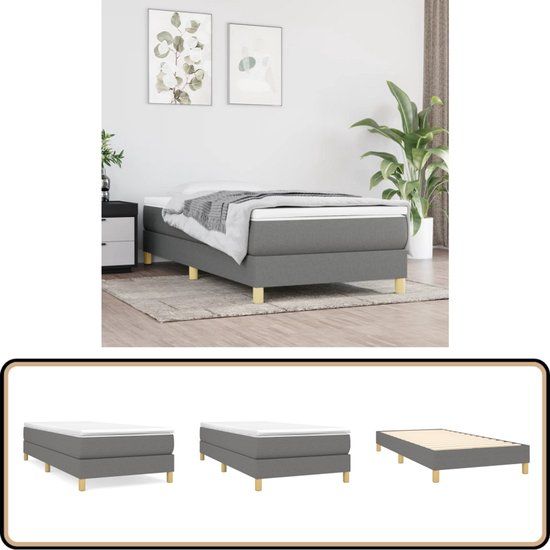 vidaXL Boxspring met matras stof lichtgrijs 80x200 cm