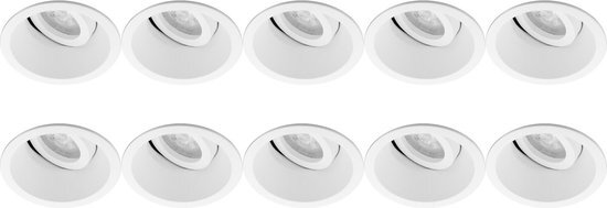 BES LED Spot Armatuur 10 Pack - Pragmi Zano Pro - GU10 Fitting - Inbouw Rond - Mat Wit - Aluminium - Kantelbaar - Ã˜93mm