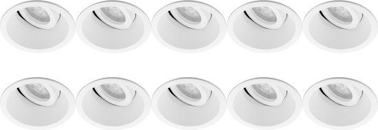 BES LED Spot Armatuur 10 Pack - Pragmi Zano Pro - GU10 Inbouwspot - Rond - Wit - Aluminium - Kantelbaar - Ø93mm