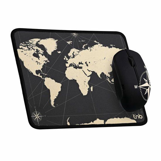 T'nB Gaming Muis en Mat TNB TRAVEL Zwart Wereldkaart