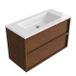 Saniclass Holz Frame Badkamermeubelset - 100x45x77.5cm - Torino solid surface wastafel wit - zonder kraangat - 2 lades - mat walnut pure (hout) SW1578599/SW1471857