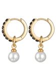 Elli Dames Oorbellen Dames oorringen Hanger Glaskralen Goudkleurig met Kristallen