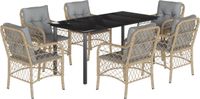 vidaXL Ensemble de jardin 7 pièces Poly rotin mélangé beige avec coussins