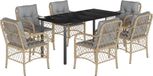 vidaXL Ensemble de jardin 7 pièces Poly rotin mélangé beige avec coussins