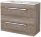 Basic Line Start 39 Badkamermeubelset - Ondiep - 80 x 39 cm - Met Grepen - 2 Lades - Keramische Wastafel - 1 Kraangat - Scotch Oak