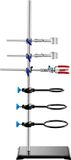 VEVOR Laboratoriumstandaardondersteuning, Laboratoriumretortondersteuningsstandaard 1 Set, Stalen Laboratoriumstandaard met 60 Cm Staaf En 210,82 X 135 Mm Gietijzeren Basis, Inclusief Zuigerklemmen, Buretklemmen En Kruisklemmen