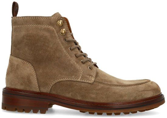 Manfield Heren Taupe Suède Veterboots Maat 43