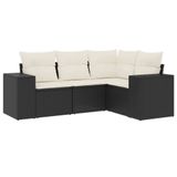 vidaXL 5-delige Loungeset met Kussens, Poly Rattan, Zwart