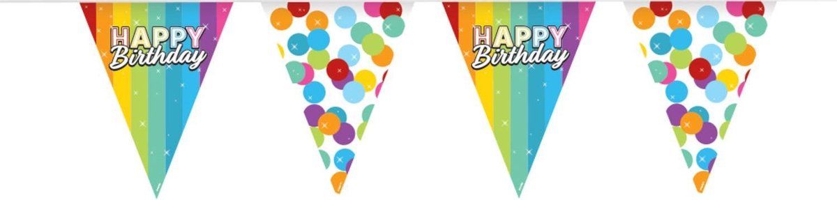Happy Birthday Slingers Regenboog Confetti Katoen 6m