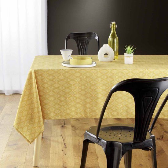 DOUCEUR D'INTERIEUR Rechthoekig tafelkleed, 140 x 240 cm, geoline, geel